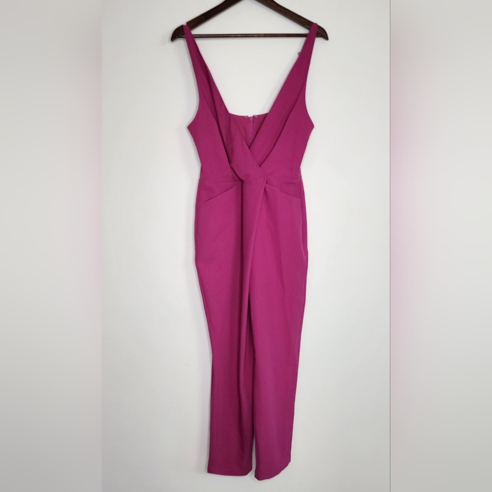 ASOS Fuchsia Pink Sleeveless Cross Front Jumpsuit Size 8 Barbiecore Preppy